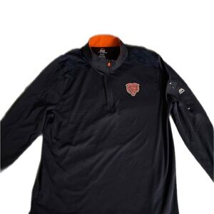 Majestic 1/4 Zip Dark Navy and Orange Chicago Bears Pullover
